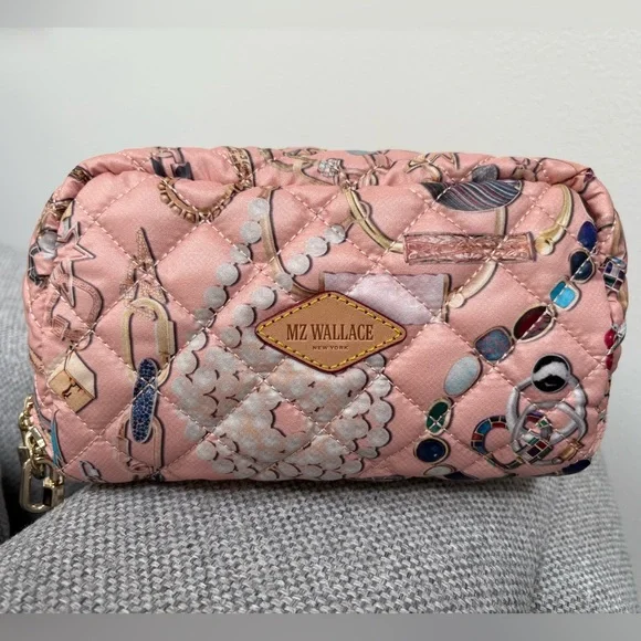 MZ Wallace x Marla Aaron Pink Lock Print Accordion Jewelry Case Bag - Picture 4 of 16